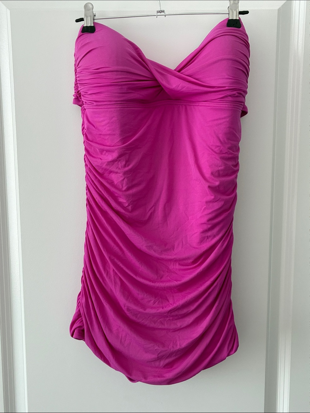 Carmen Marc Valvo Size 12 Strapless Ruched Swim-dress One-Piece Swimsuit